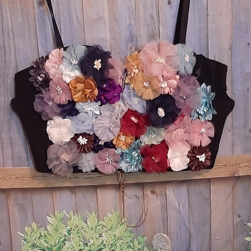 Women's Colorful 3D Flower Bustier with Boning and Straps, 34